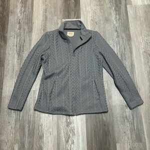 Gray Cable Knit Zip-Up Jacket